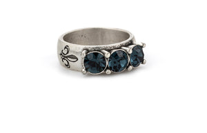 French Kande Montana Triple Austrian Crystal Ring, Silver