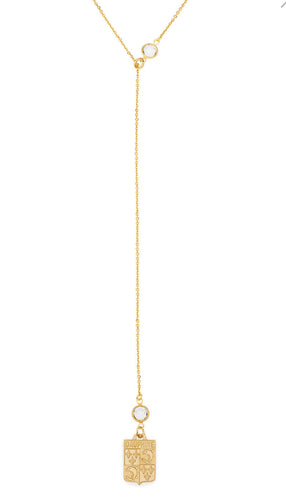 French Kande Dauphine Lariat with Euro Crystal Gold