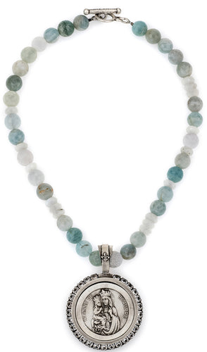 French Kande La Mer Mix with Saint Anne Medallion and Euro Crystal Necklace