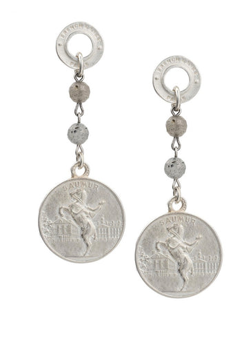 French Kande Annecy Labradorite Earrings with Choice of Medallion