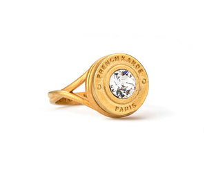 French Kande Euro Crystal Annecy Swirl Ring Gold